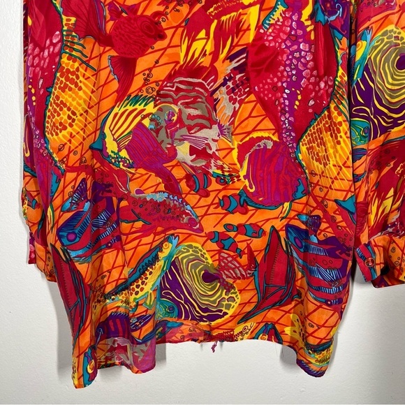 Vintage Albert & Pearl 100% Silk Tropical Fish Multicolor Shirt and Pants Set - Picture 9 of 16